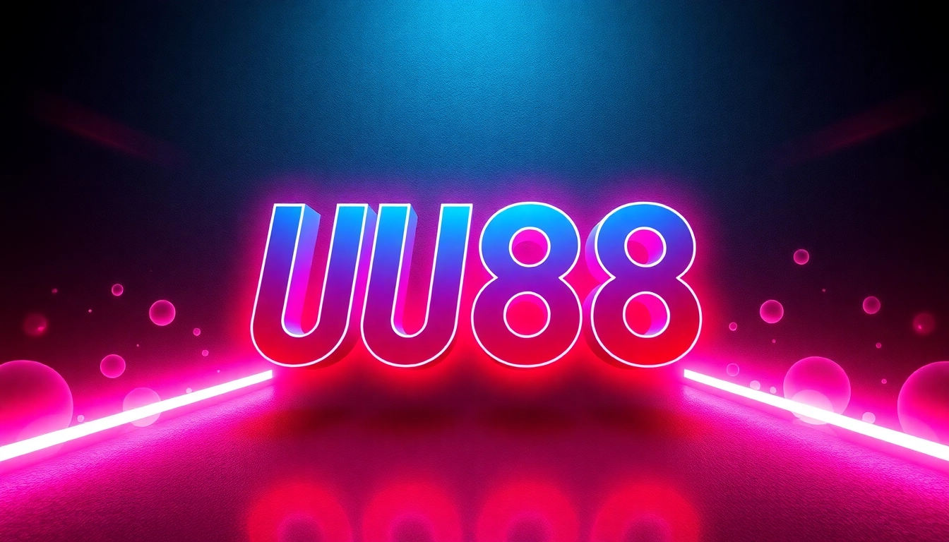 Professional illustration showcasing the UU88 brand logo with engaging gaming themes, emphasizing trust and entertainment for online casino users.
