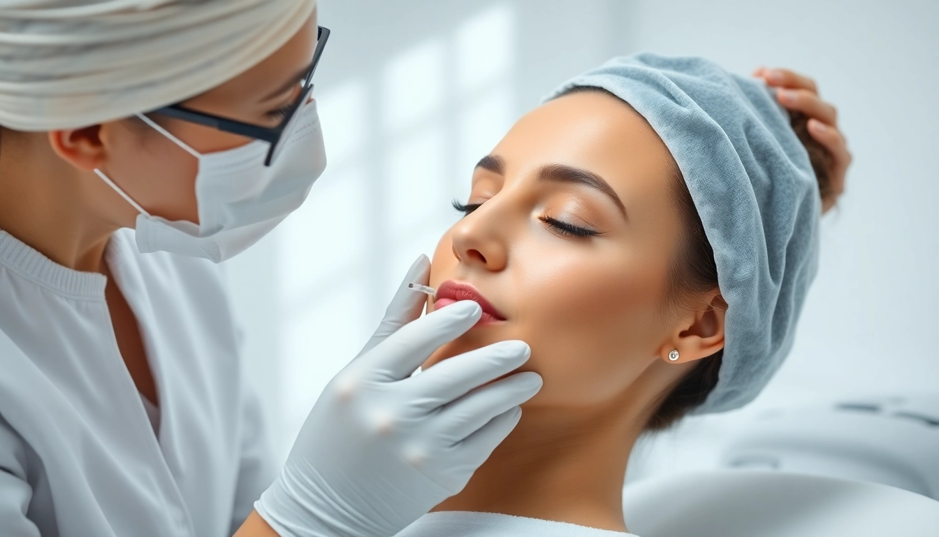 Administering a botox zuerich behandlung in a serene clinic atmosphere, showcasing a relaxed client.