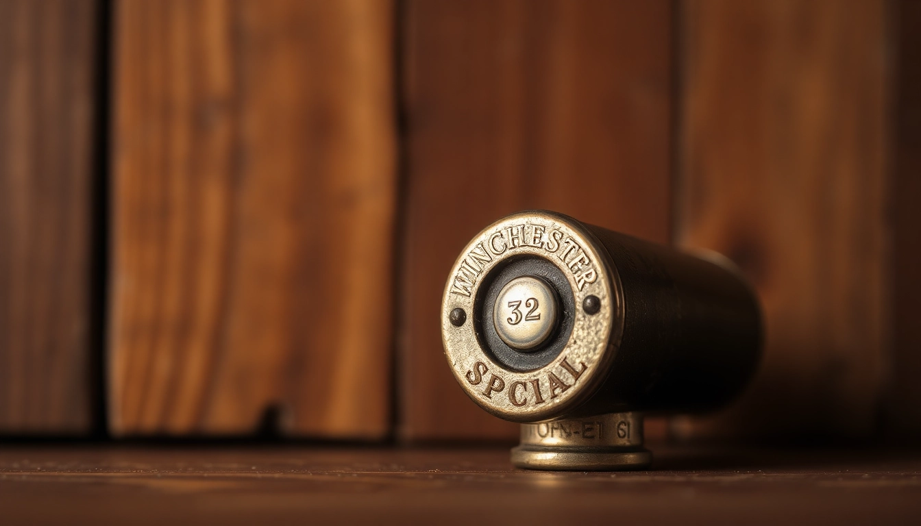 The 32WIN cartridge displayed with vintage rifles, highlighting its historical significance and appeal to collectors and enthusiasts.