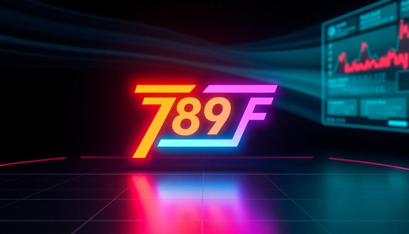 Dynamic visualization of 789F branding with futuristic graphics representing online gaming technology and digital connectivity, emphasizing 789F's market presence.