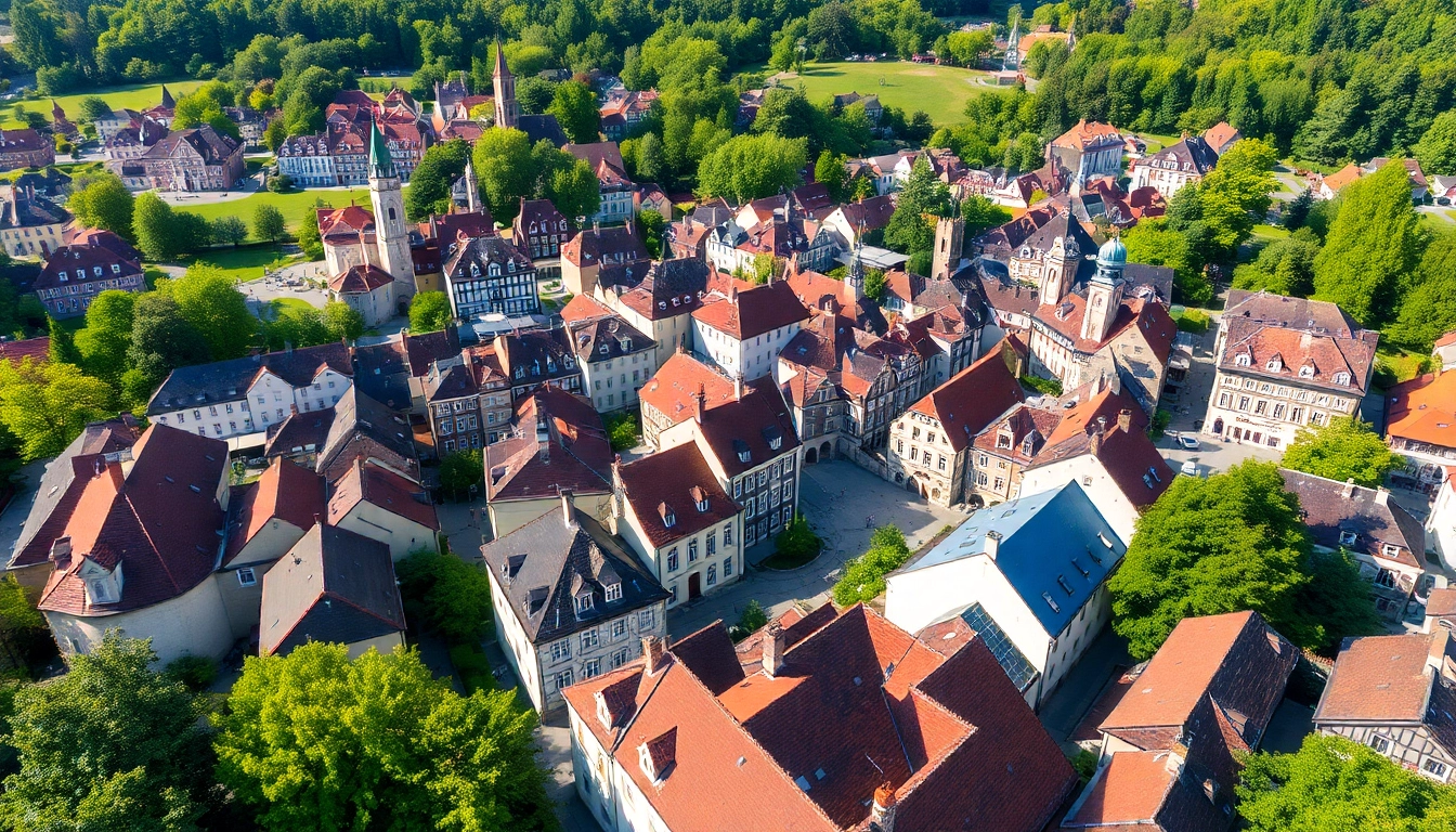Saalfeld's picturesque historic town center showcasing colorful buildings and lush scenery, inviting visitors to explore its heritage.