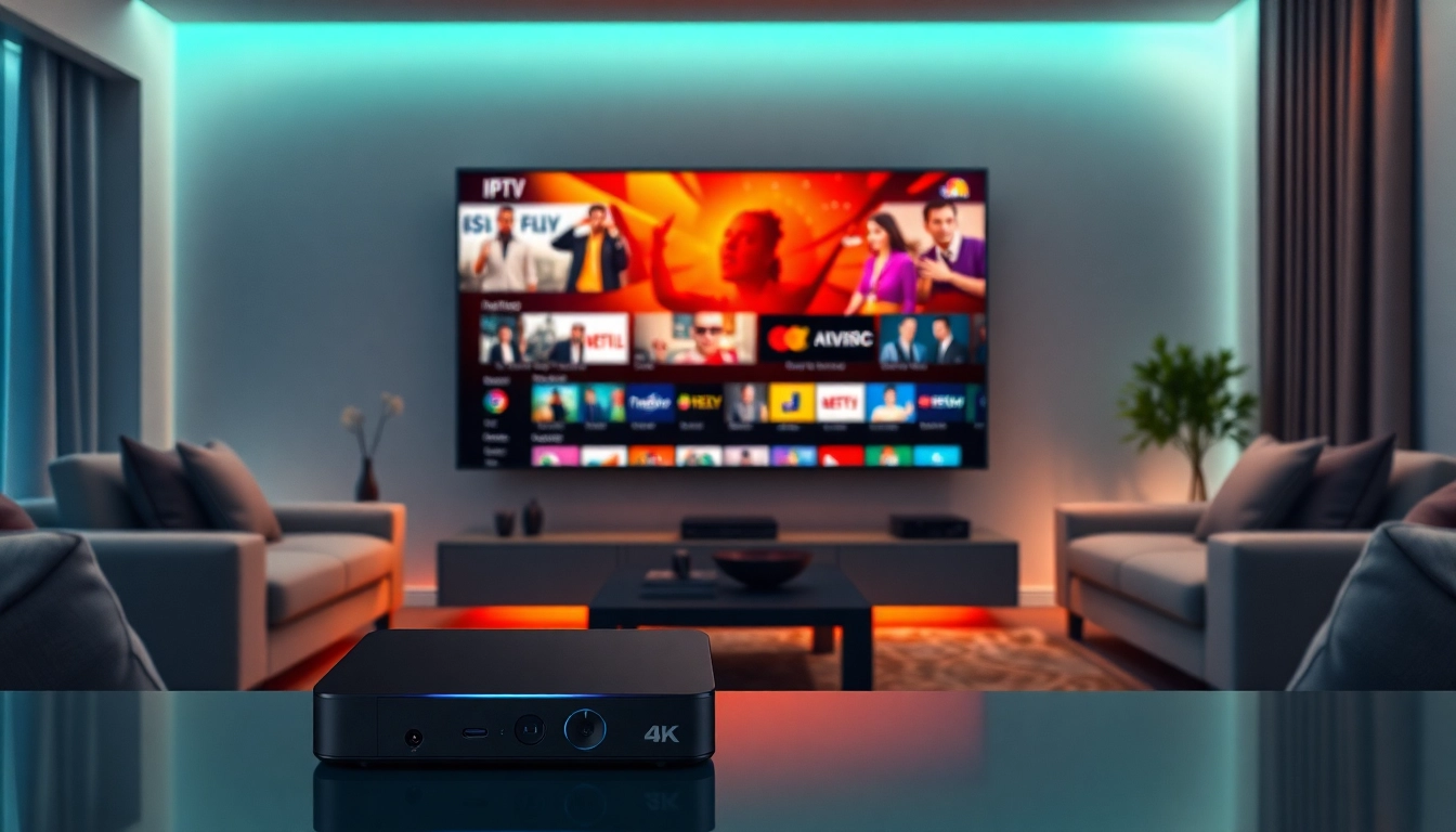 Effortless iptv kopen setup with sleek IPTV box and vibrant international channels on TV screen.