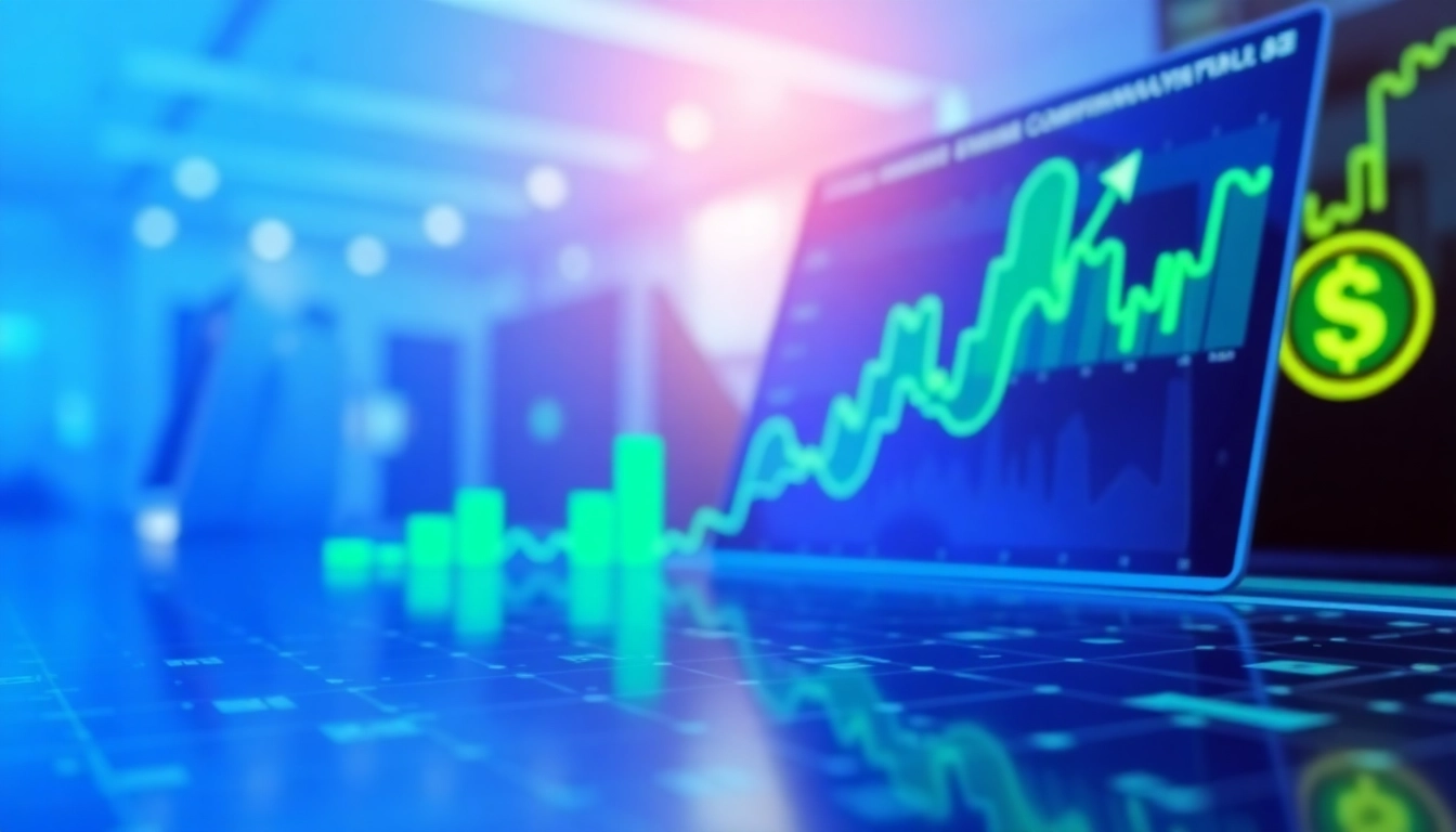 Bitcoin investment concept featuring ascending crypto charts and digital coins for informed investors.