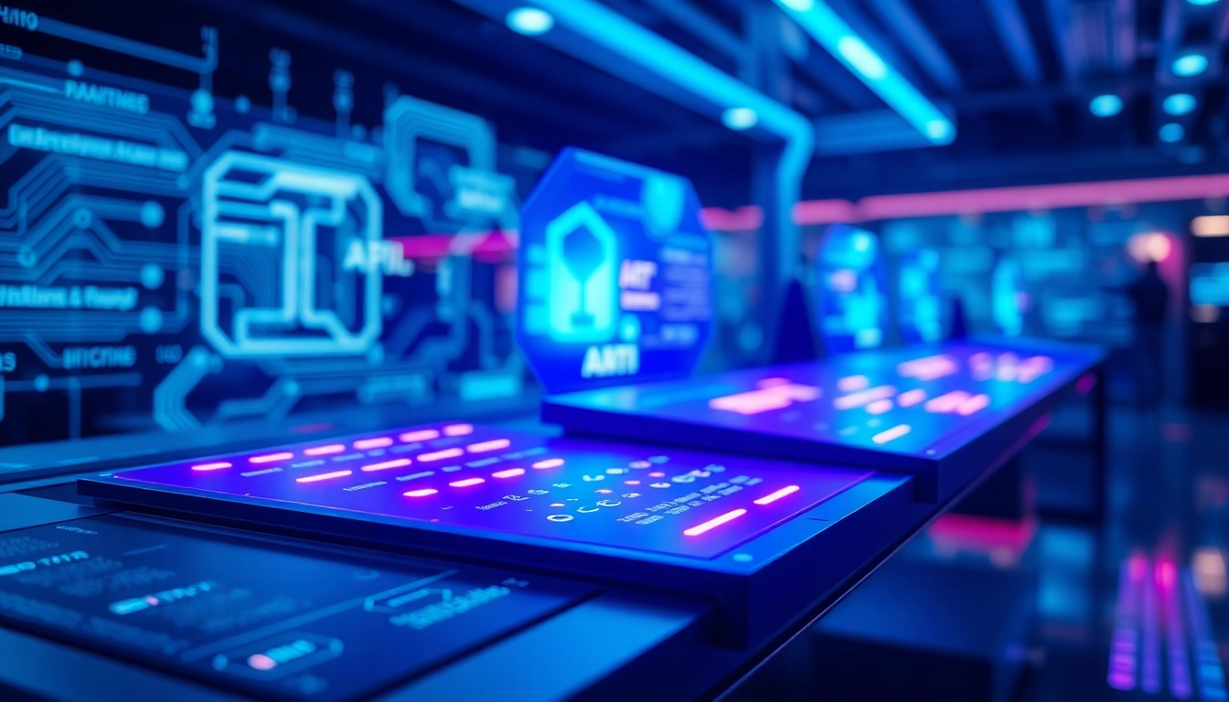 Futuristic AI interface with holographic displays and neon accents in a high-tech environment.