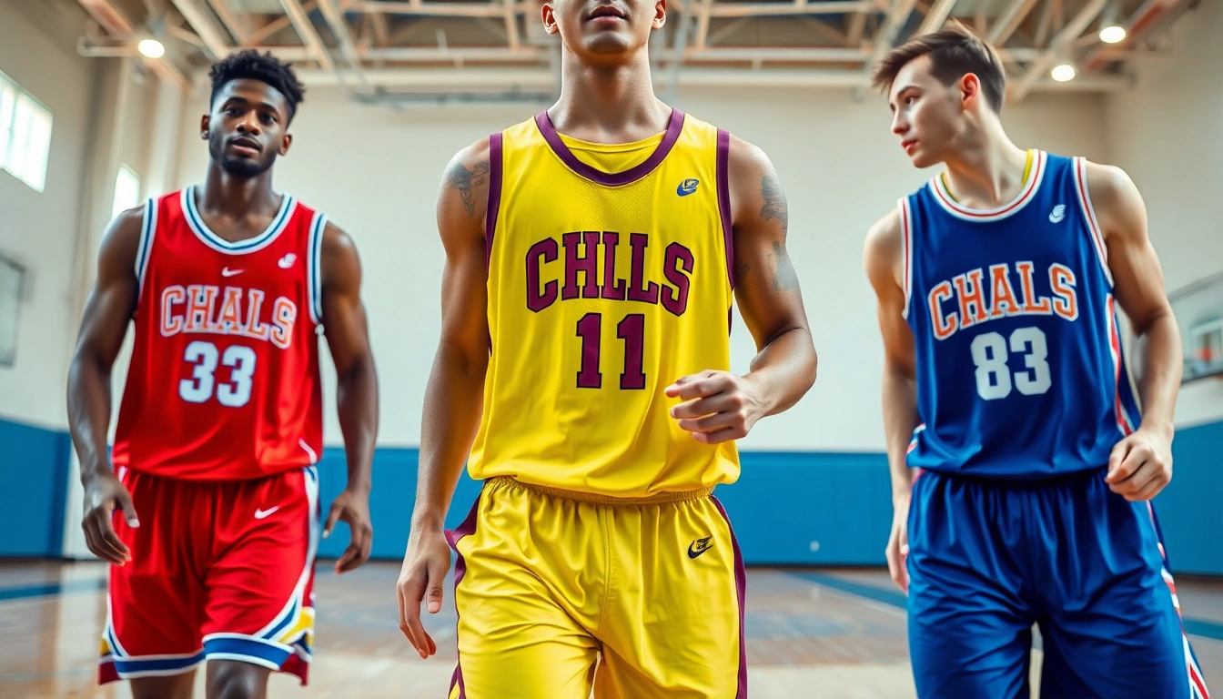 High-quality basketball uniforms featuring vibrant colors and professional design, perfect for team performance and style.