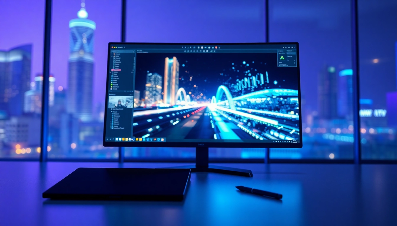Modern digital workspace showcasing advanced AI image editing tools with vibrant lighting.