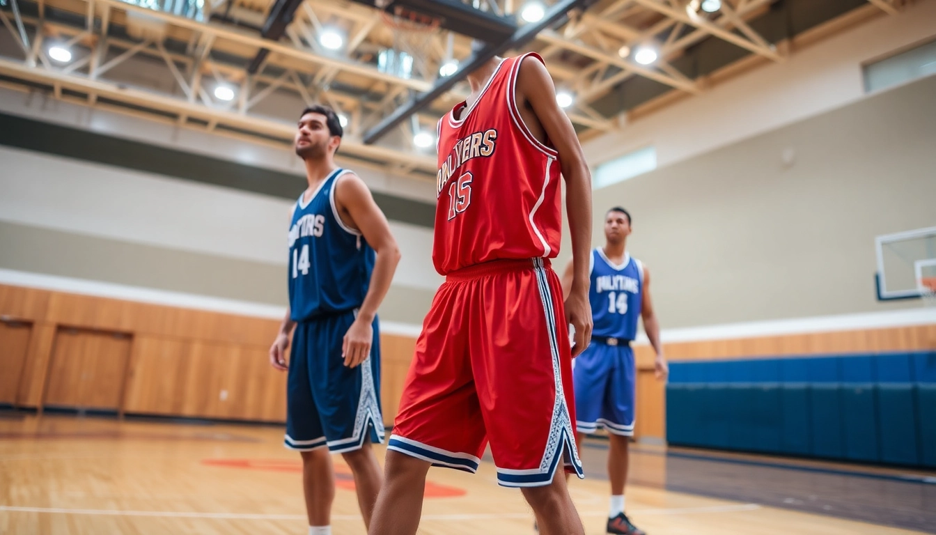 Custom basketball uniforms with vibrant colors, team logos, and performance fabric for athletes' comfort and style.