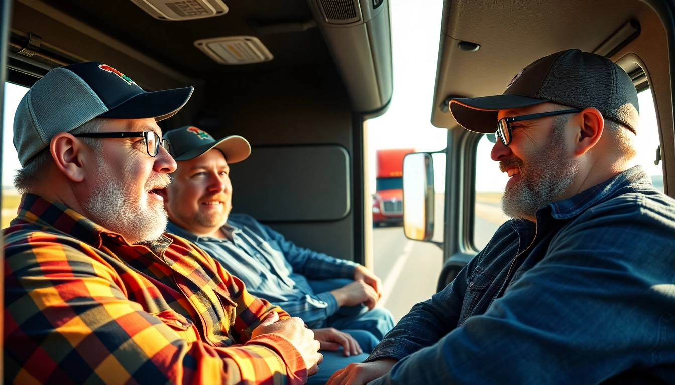 Truckers voice highlighted through road crew sharing stories during a break, emphasizing