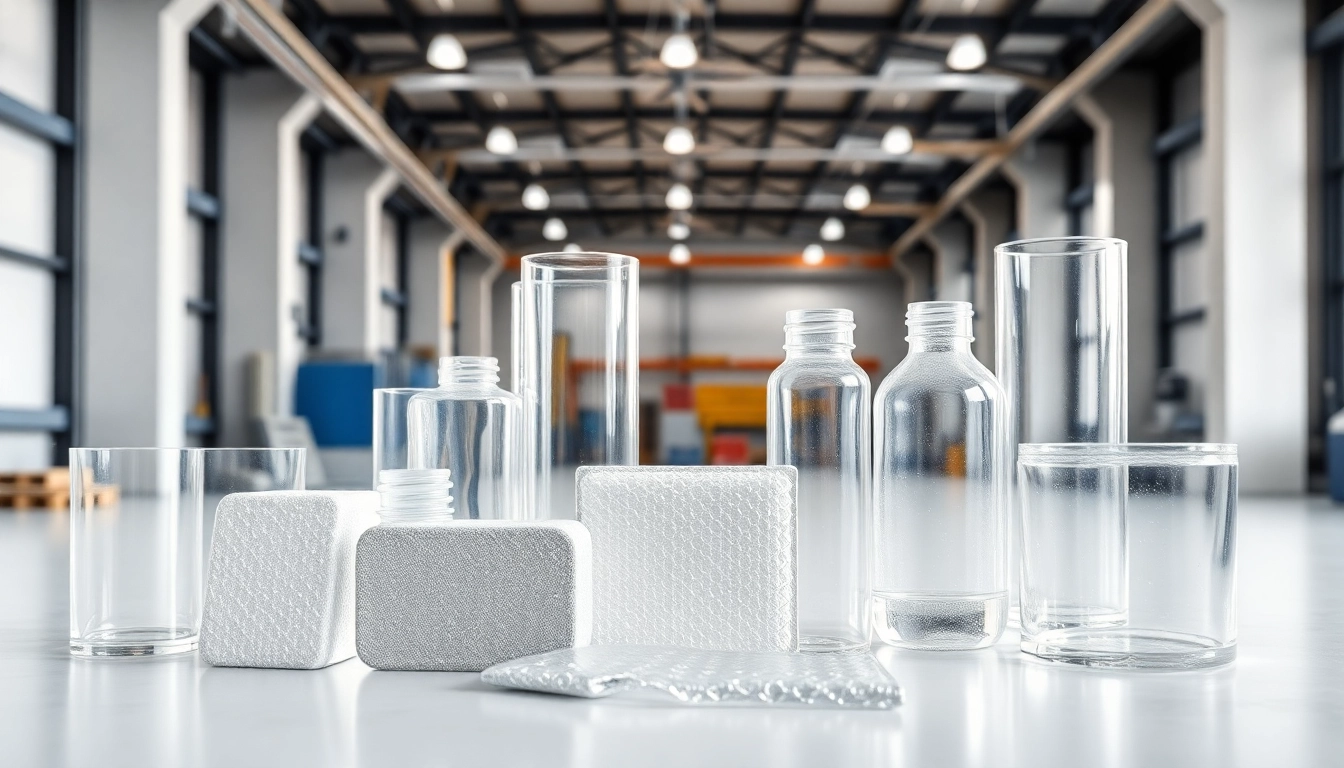 Polietilen sise in different sizes being filled in a clean factory environment for industrial use