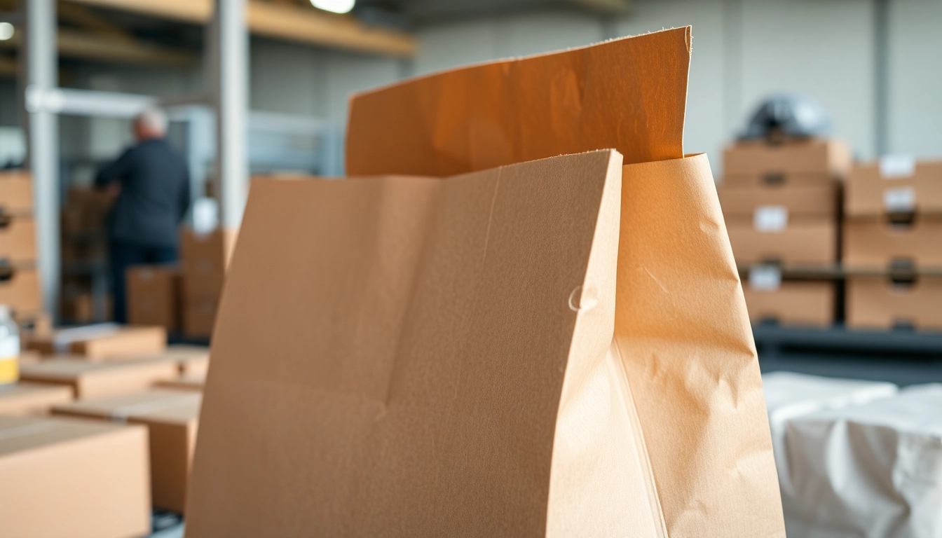High-quality torba papierowa being filled by hand in a modern eco-friendly packaging plant for