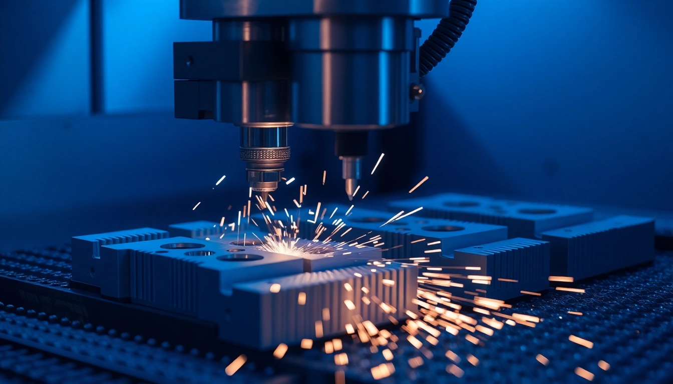 Professional frezowanie CNC process showing high-precision machining of aluminum parts with