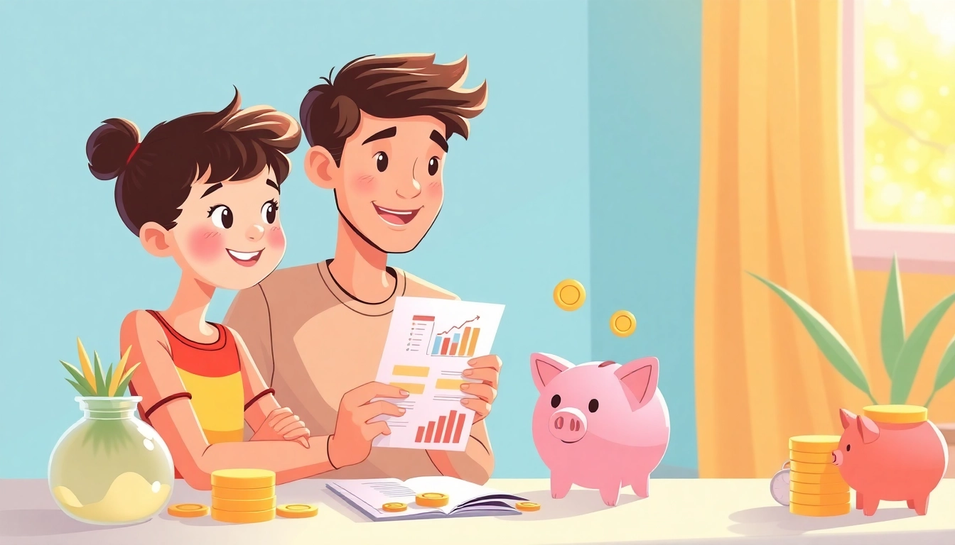 Guide To Investing For Children parent teaching kid about saving and investing strategies in a